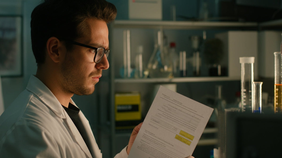 scientist looking at the nine realms cannabis lab report