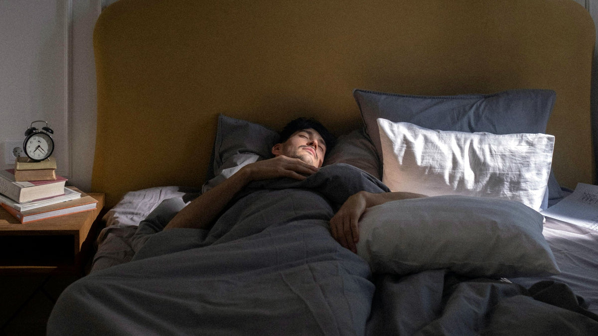 Man sleeping tight after using nine realms cannabis