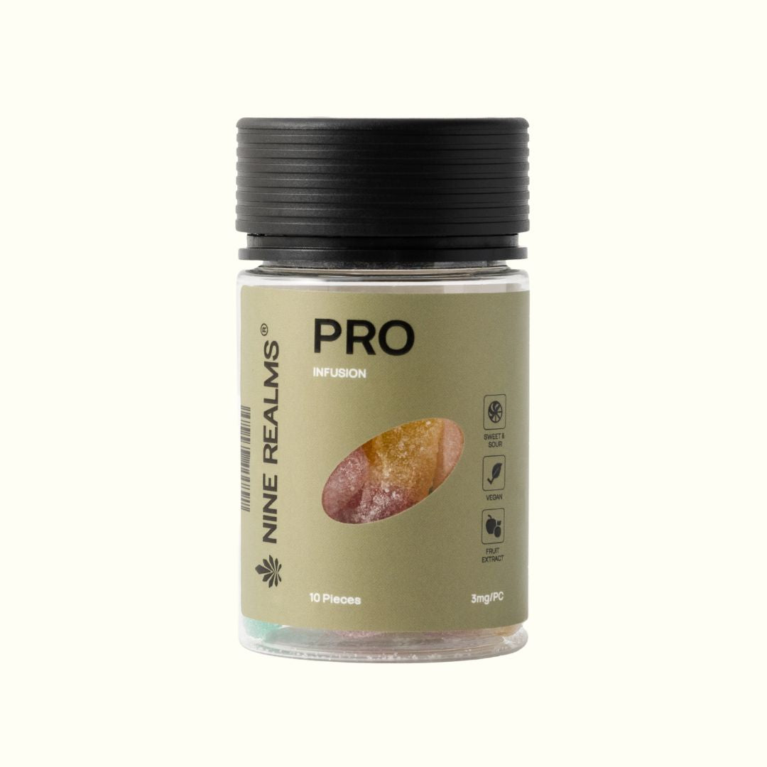 Nine Realms PRO THCP Gummies on a transparent background