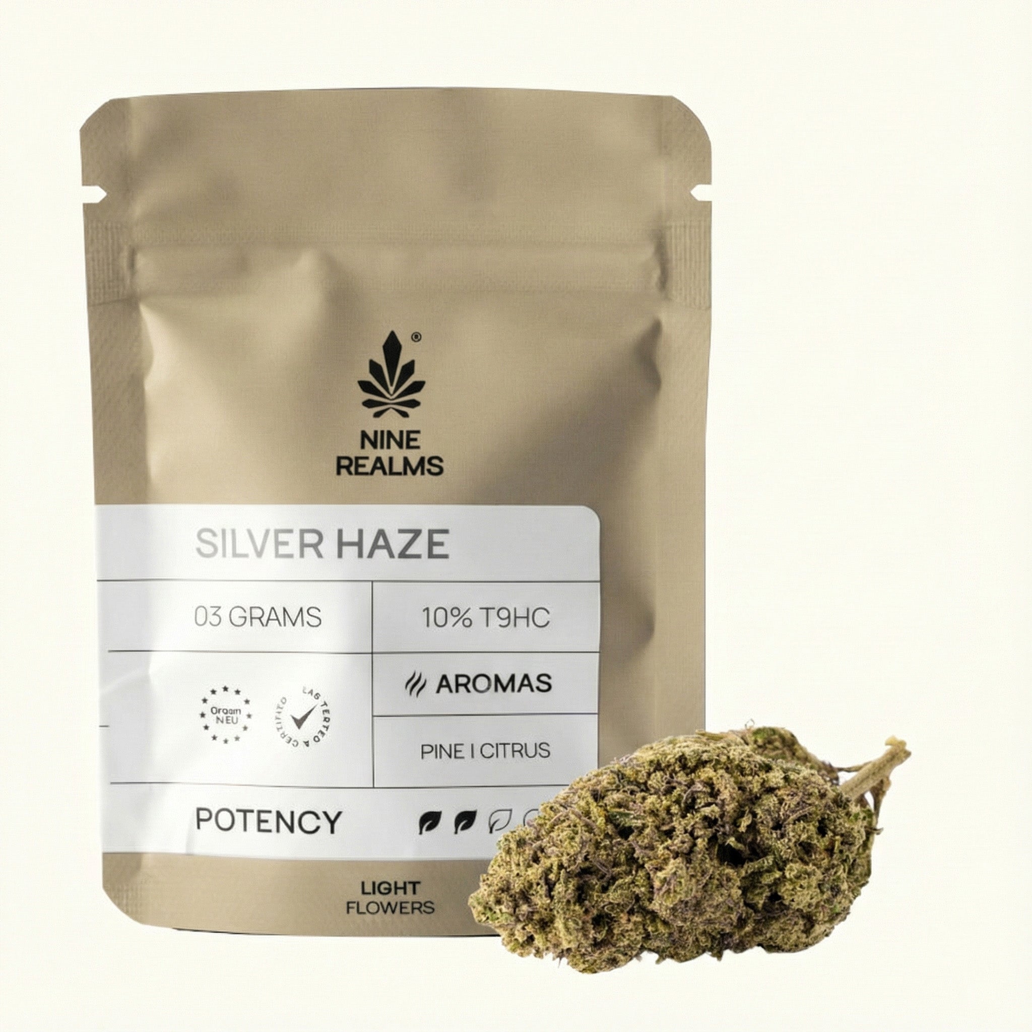 Nine Realms Silver Haze T9HC Flower 3grams with bud