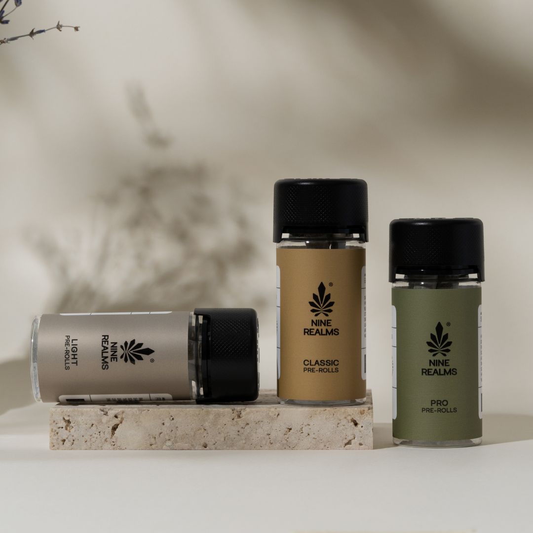 Nine Realms Products - Pre-roll bundle on a white table